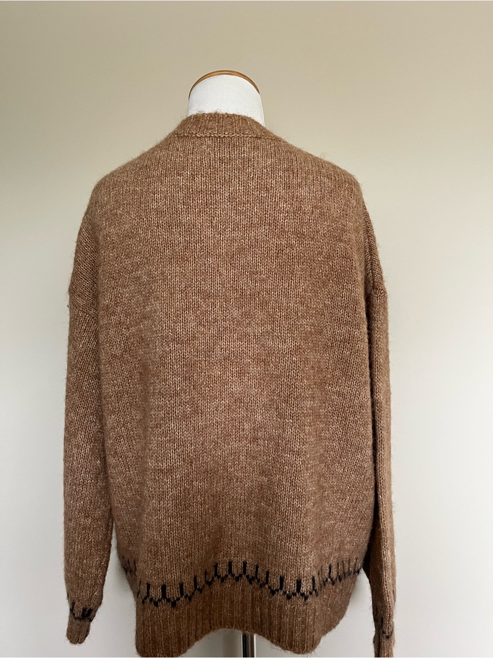 NWT Old Navy Brown Wool Blend Horse Graphic Cardigan Size Medium - Picture 9 of 11